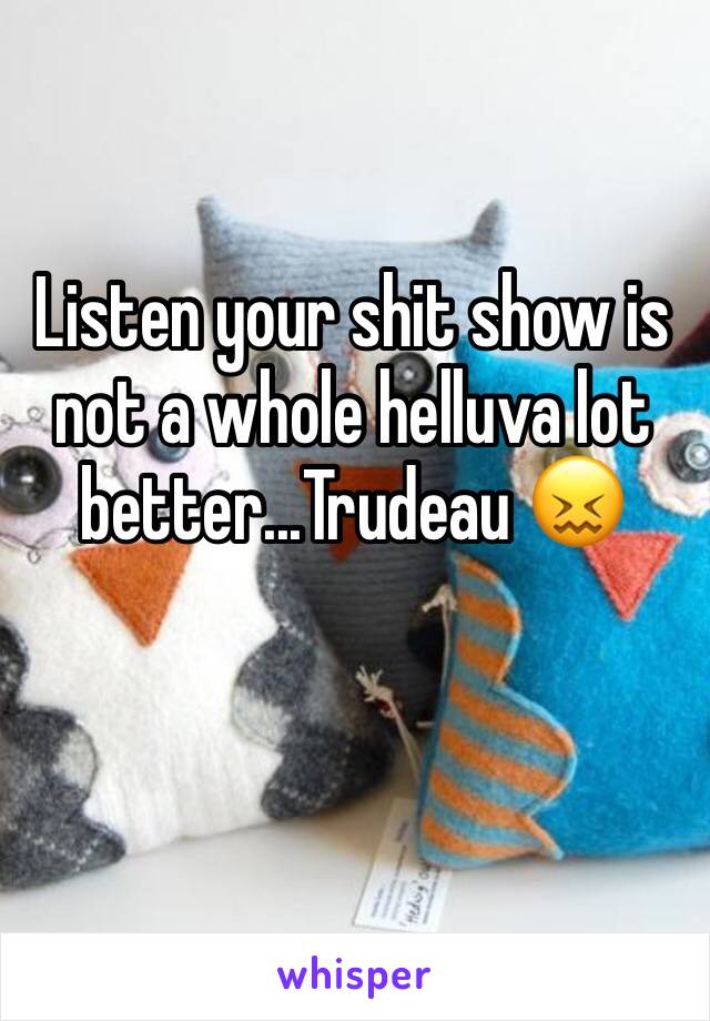 Listen your shit show is not a whole helluva lot better...Trudeau 😖