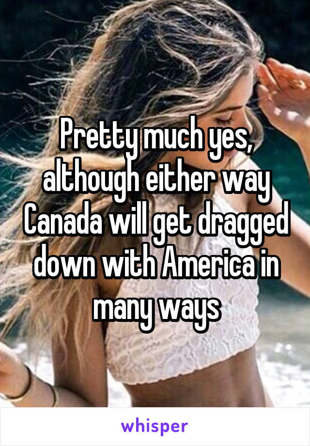 Pretty much yes, although either way Canada will get dragged down with America in many ways