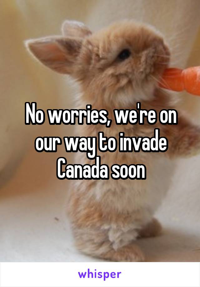 No worries, we're on our way to invade Canada soon