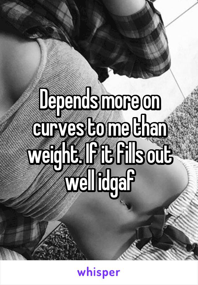 Depends more on curves to me than weight. If it fills out well idgaf