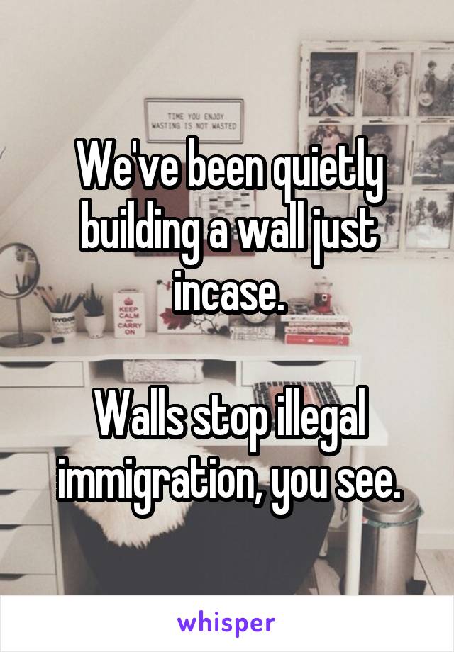 We've been quietly building a wall just incase.

Walls stop illegal immigration, you see.