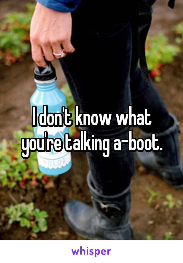 I don't know what you're talking a-boot.