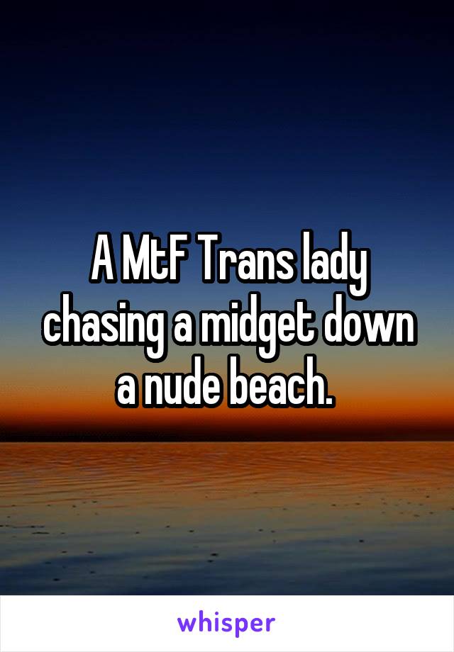 A MtF Trans lady chasing a midget down a nude beach. 