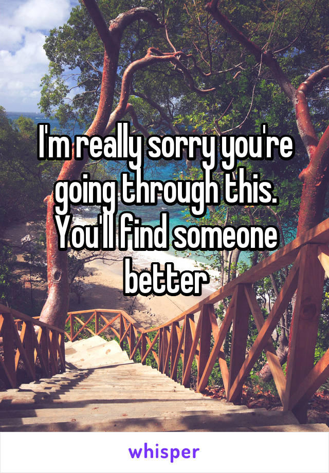 I'm really sorry you're going through this.
You'll find someone better
