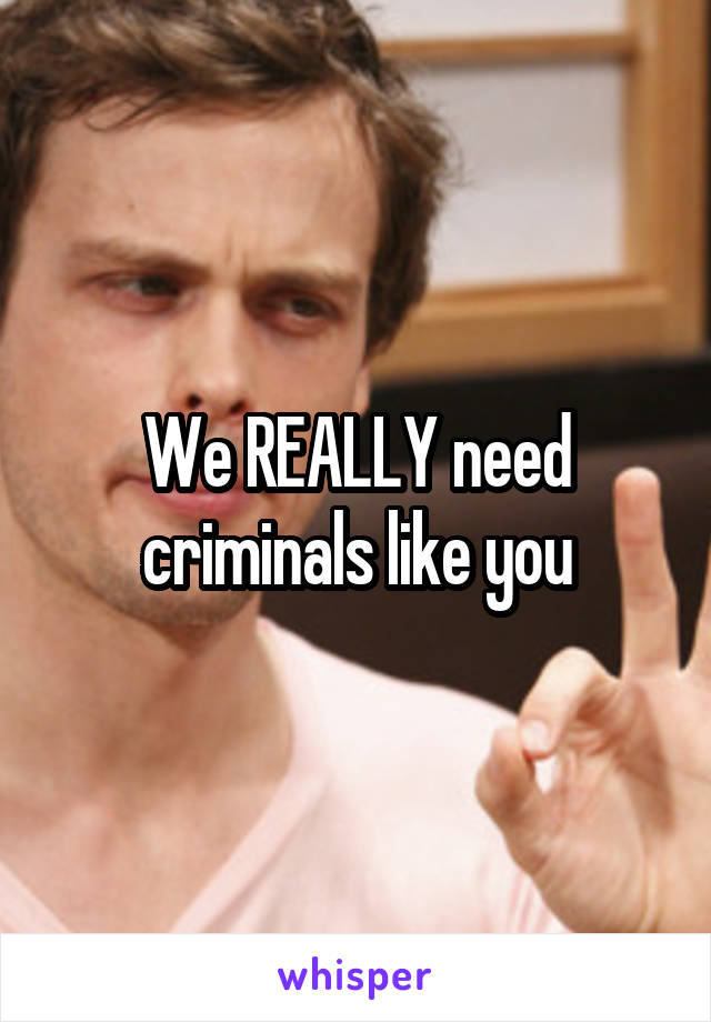 We REALLY need criminals like you