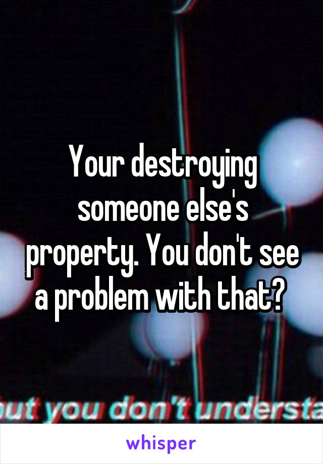Your destroying someone else's property. You don't see a problem with that? 