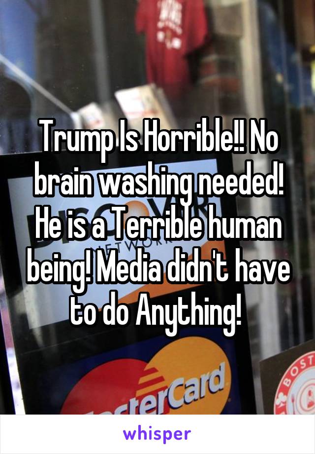 Trump Is Horrible!! No brain washing needed! He is a Terrible human being! Media didn't have to do Anything! 