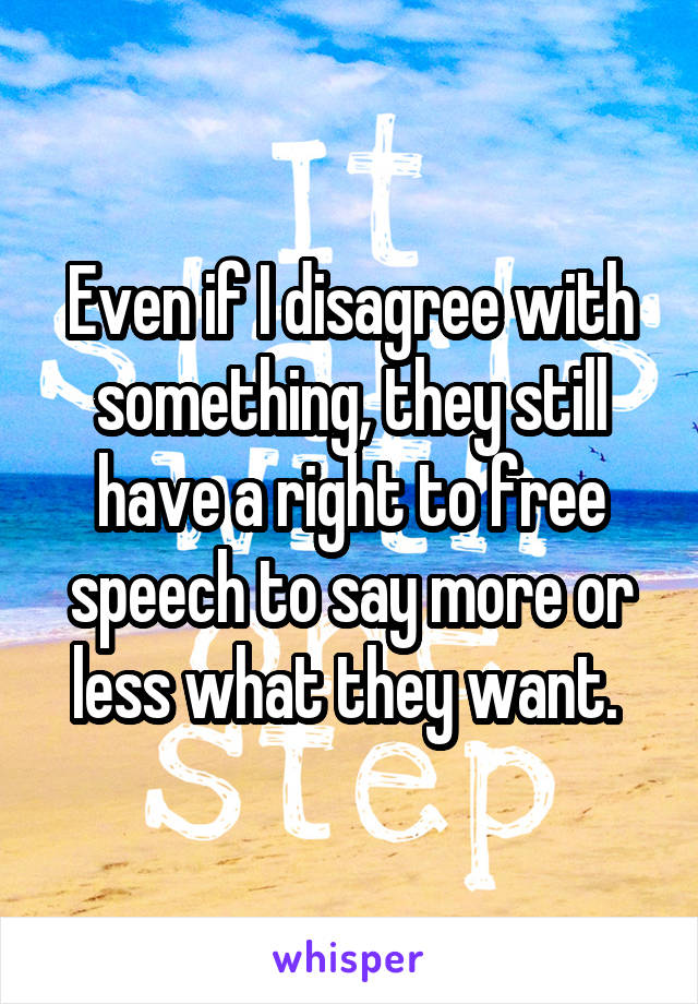 Even if I disagree with something, they still have a right to free speech to say more or less what they want. 