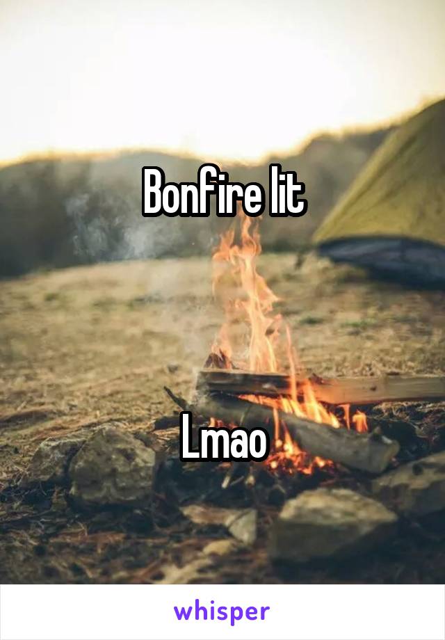Bonfire lit



Lmao