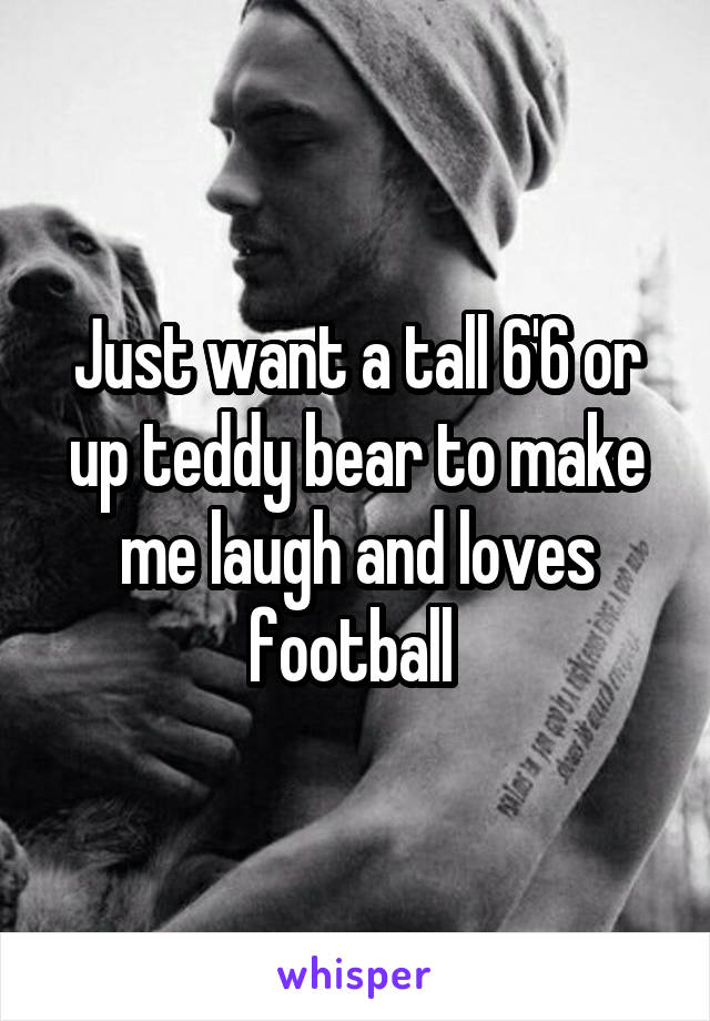 Just want a tall 6'6 or up teddy bear to make me laugh and loves football 