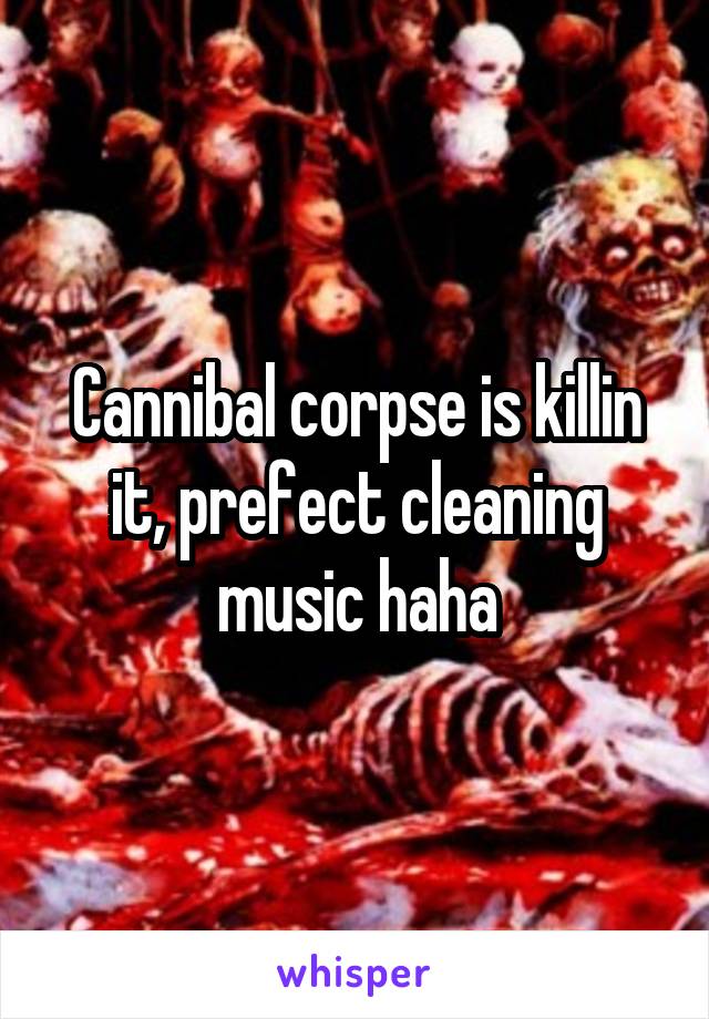 Cannibal corpse is killin it, prefect cleaning music haha