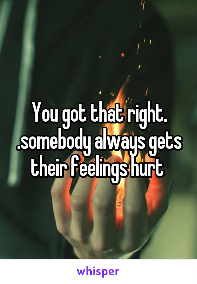 You got that right. .somebody always gets their feelings hurt 