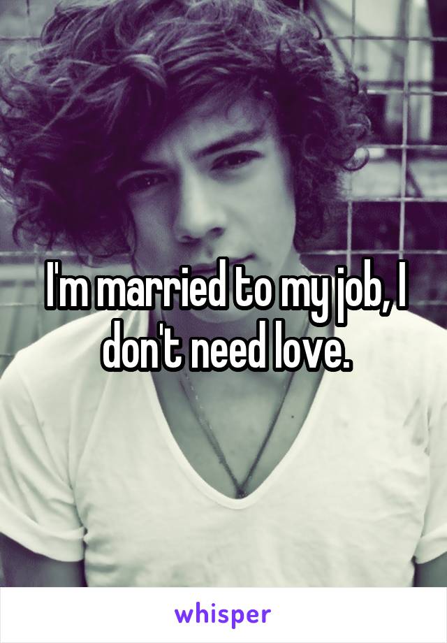 I'm married to my job, I don't need love.
