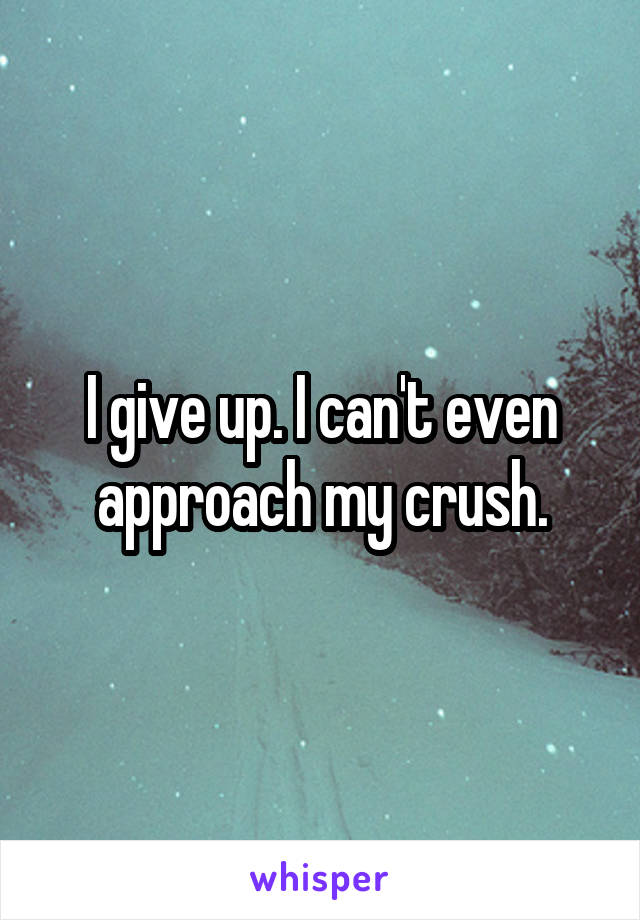 I give up. I can't even approach my crush.