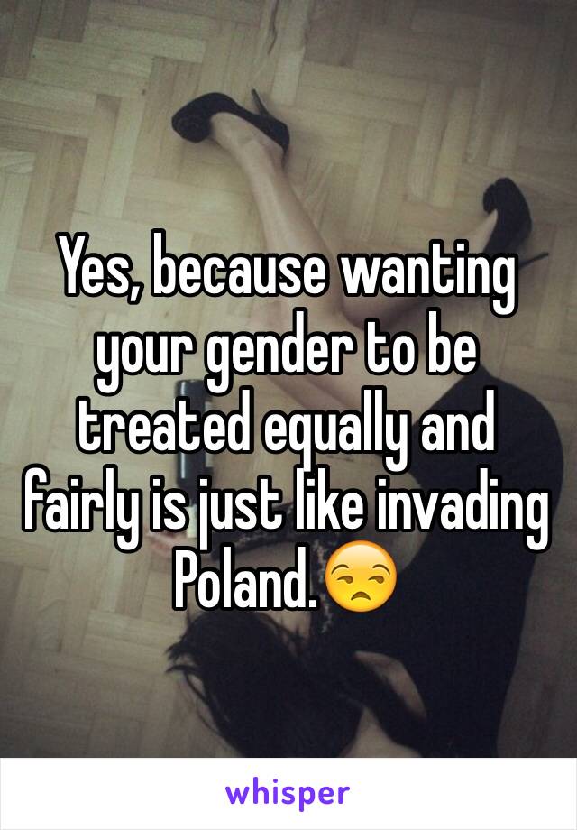 Yes, because wanting your gender to be treated equally and fairly is just like invading Poland.😒