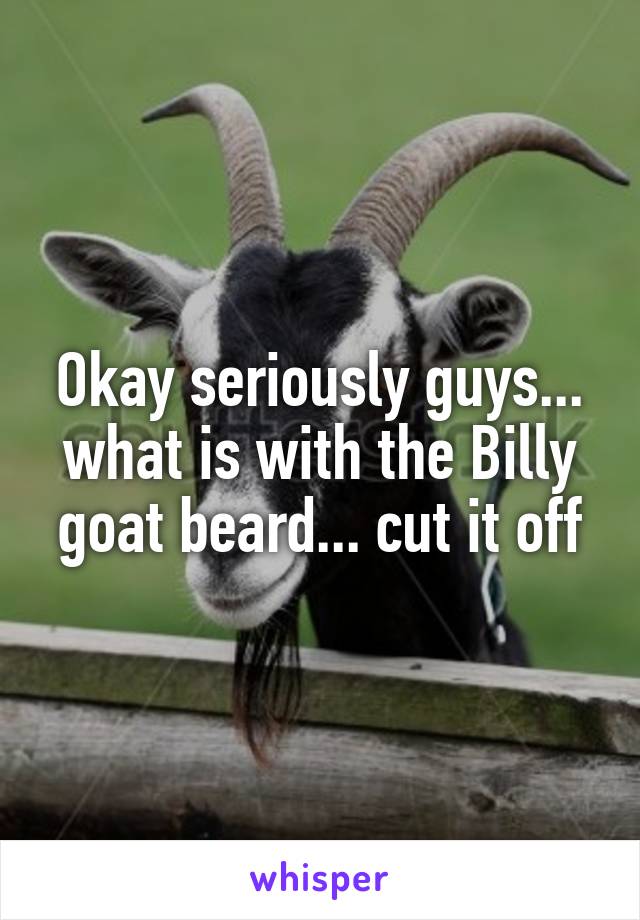 Okay seriously guys... what is with the Billy goat beard... cut it off