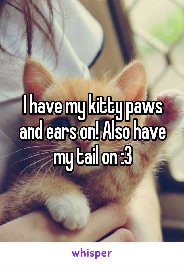 I have my kitty paws and ears on! Also have my tail on :3