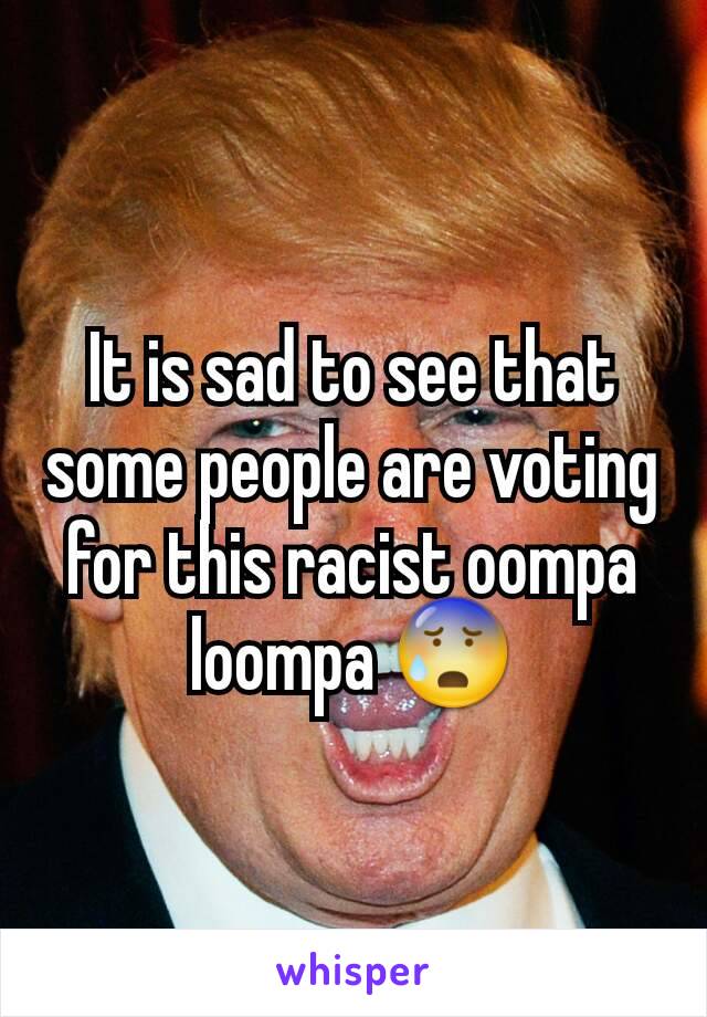 It is sad to see that some people are voting for this racist oompa loompa 😰