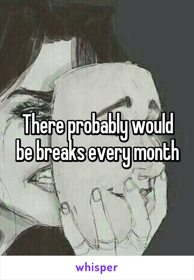 There probably would be breaks every month