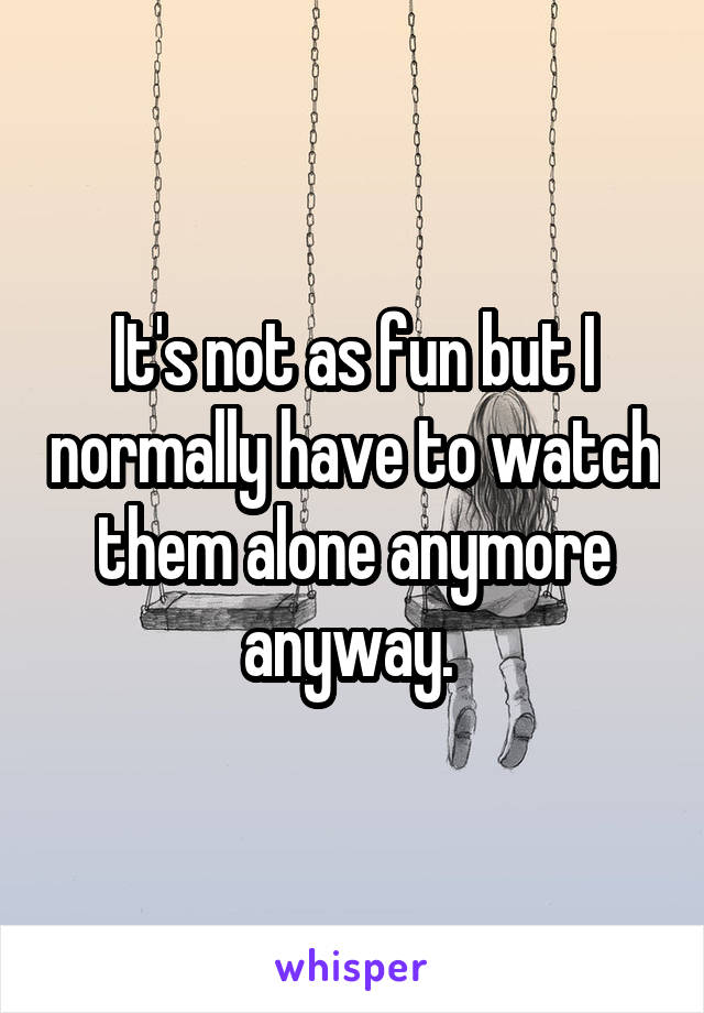 It's not as fun but I normally have to watch them alone anymore anyway. 