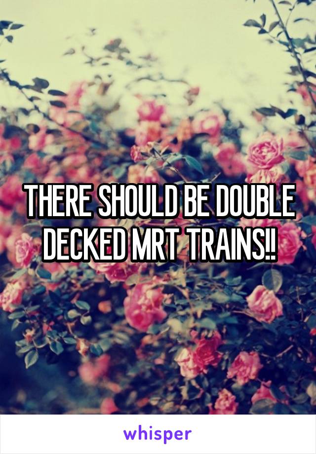 THERE SHOULD BE DOUBLE DECKED MRT TRAINS!!