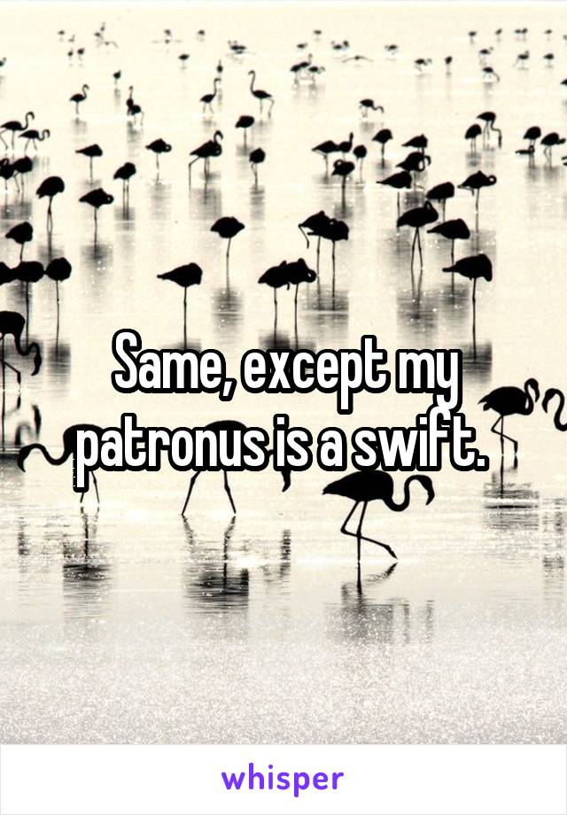 Same, except my patronus is a swift. 