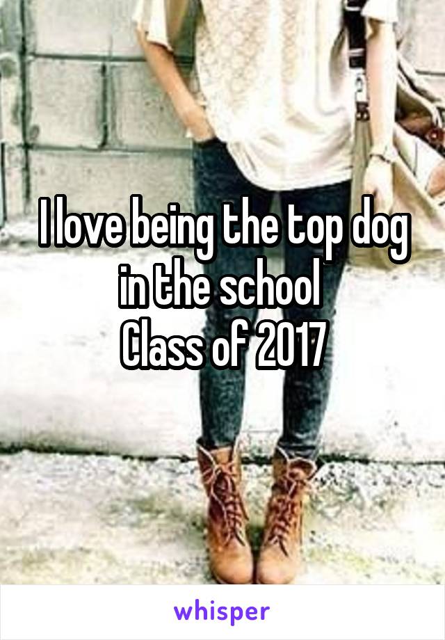 I love being the top dog in the school 
Class of 2017
