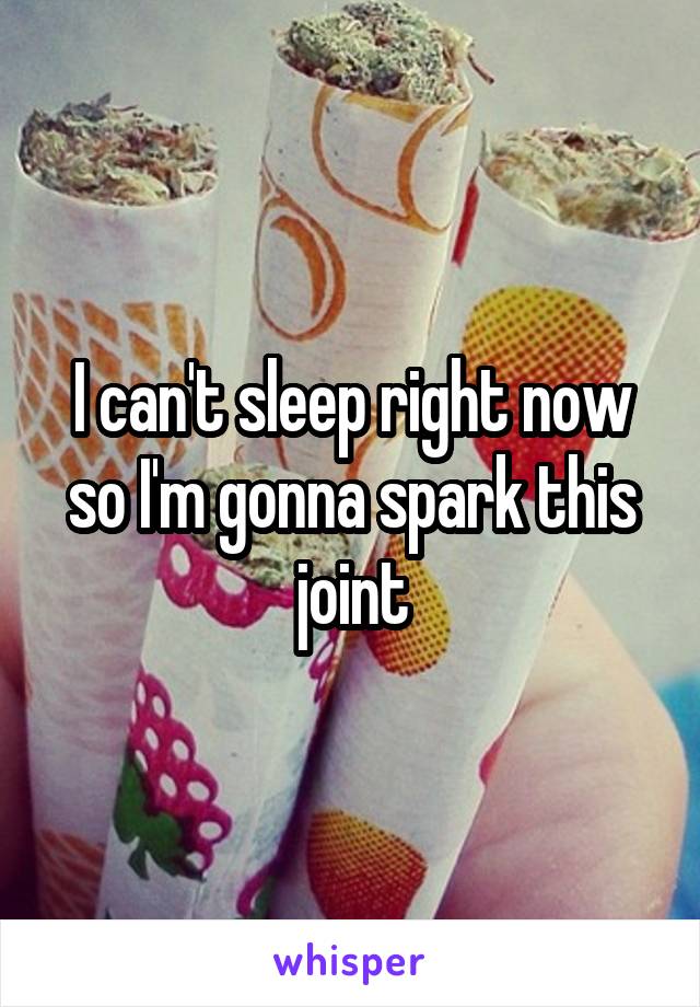 I can't sleep right now so I'm gonna spark this joint