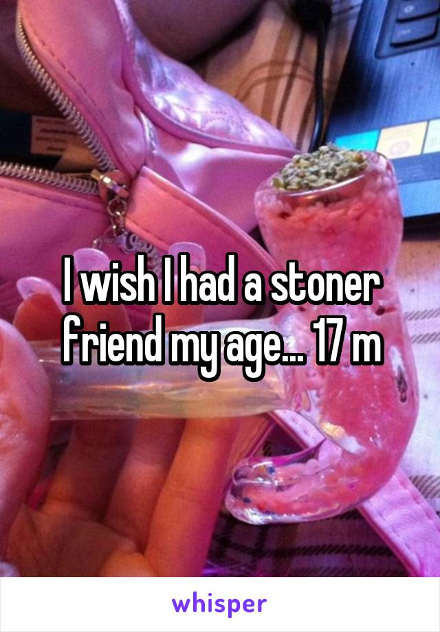 I wish I had a stoner friend my age... 17 m