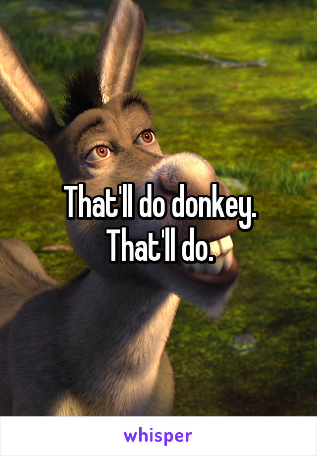 That'll do donkey.
That'll do.