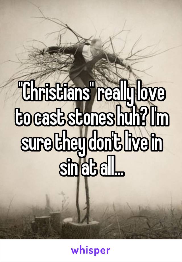 "Christians" really love to cast stones huh? I'm sure they don't live in sin at all...
