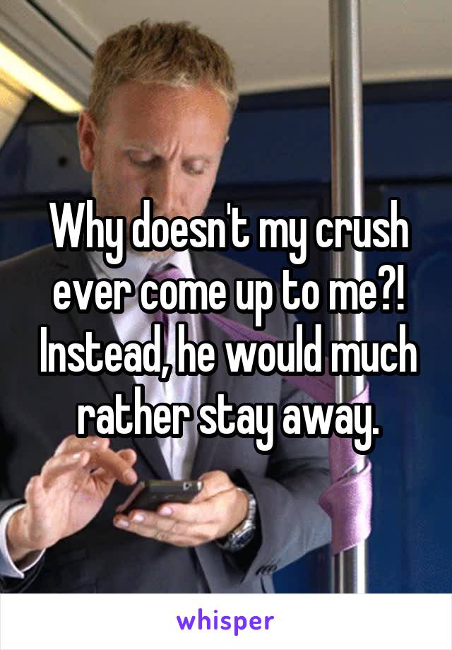 Why doesn't my crush ever come up to me?! Instead, he would much rather stay away.
