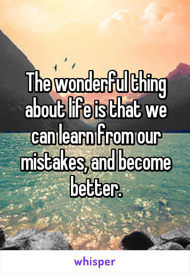 The wonderful thing about life is that we can learn from our mistakes, and become better.