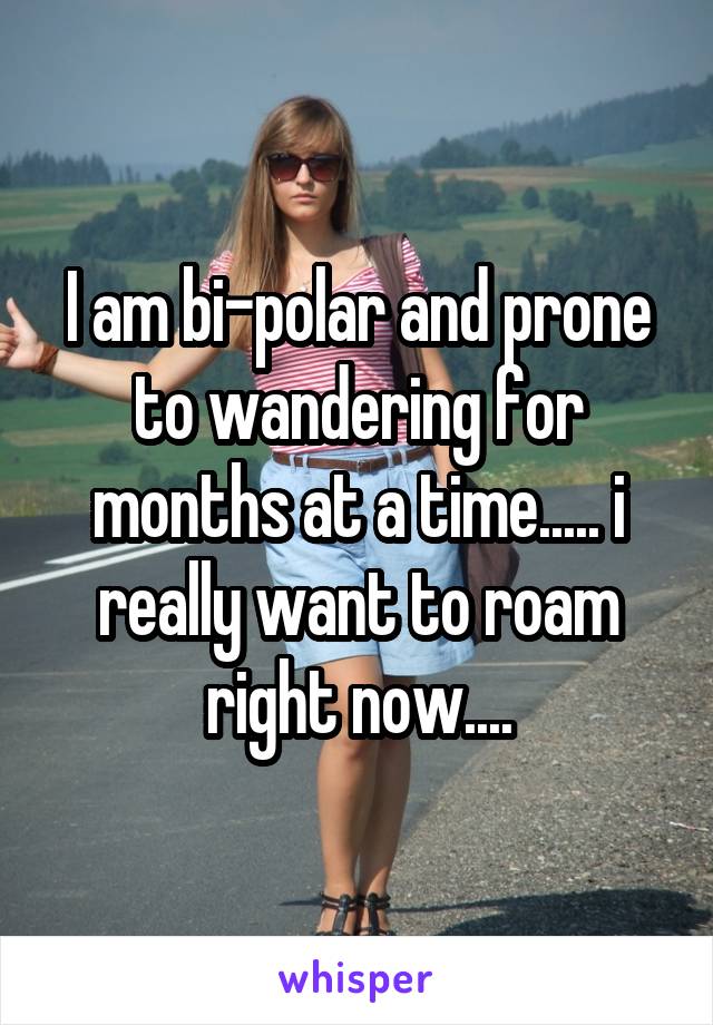 I am bi-polar and prone to wandering for months at a time..... i really want to roam right now....