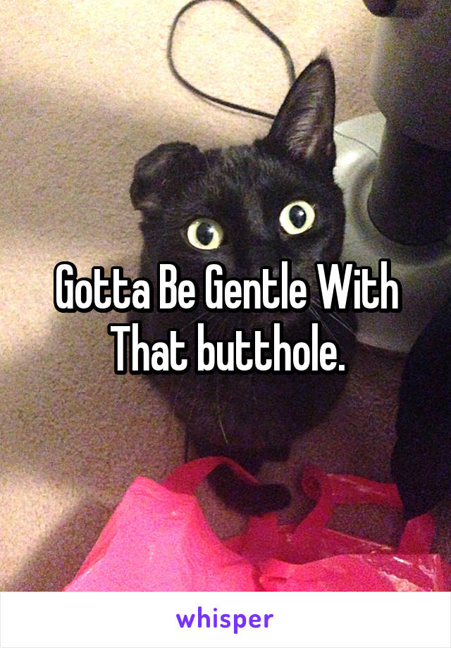 Gotta Be Gentle With That butthole.