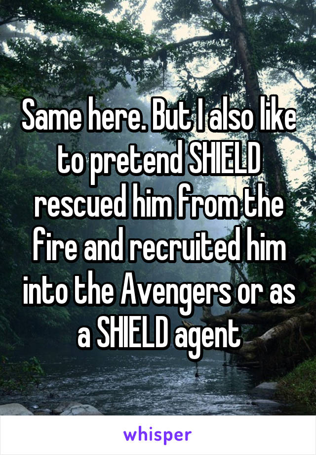 Same here. But I also like to pretend SHIELD rescued him from the fire and recruited him into the Avengers or as a SHIELD agent
