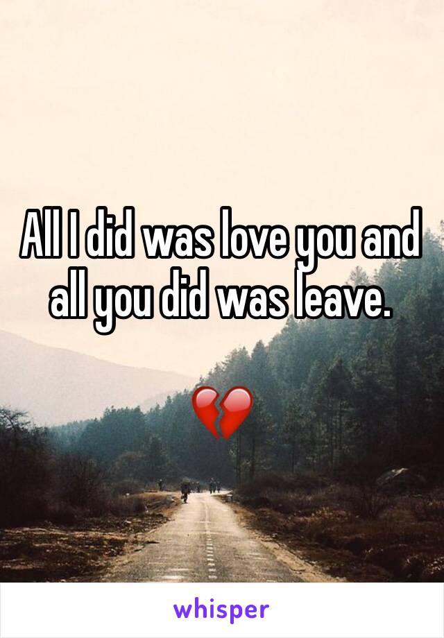 All I did was love you and all you did was leave.

💔