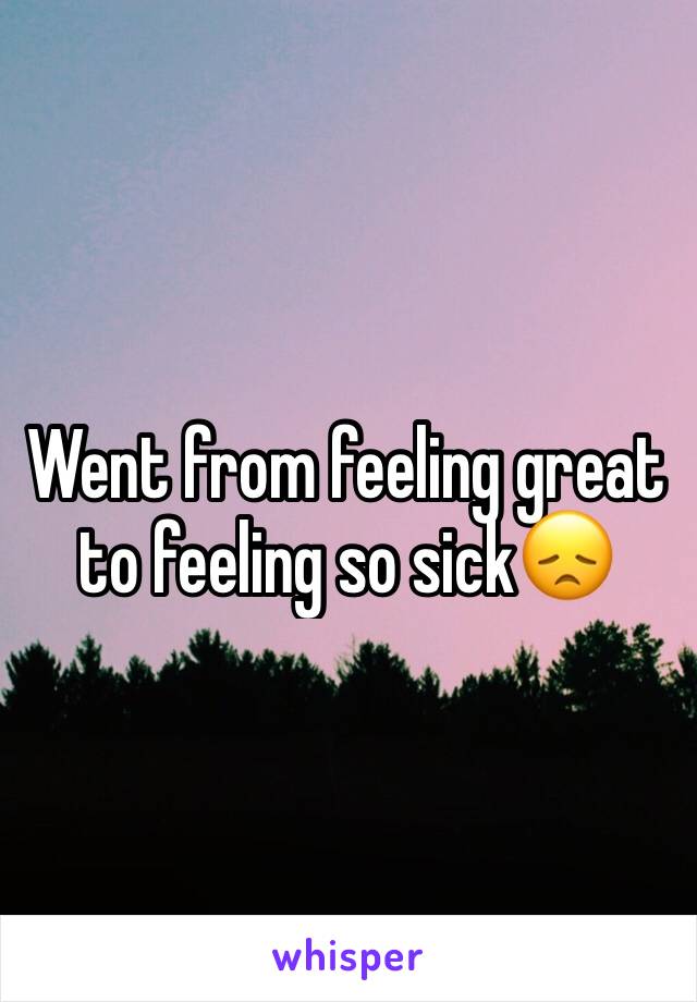 Went from feeling great to feeling so sick😞