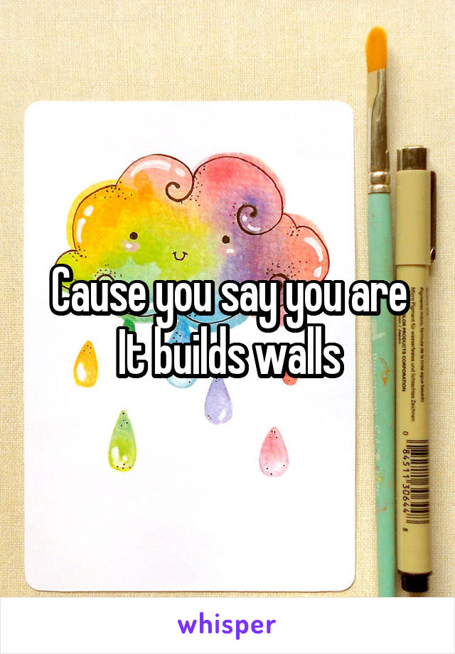 Cause you say you are
It builds walls