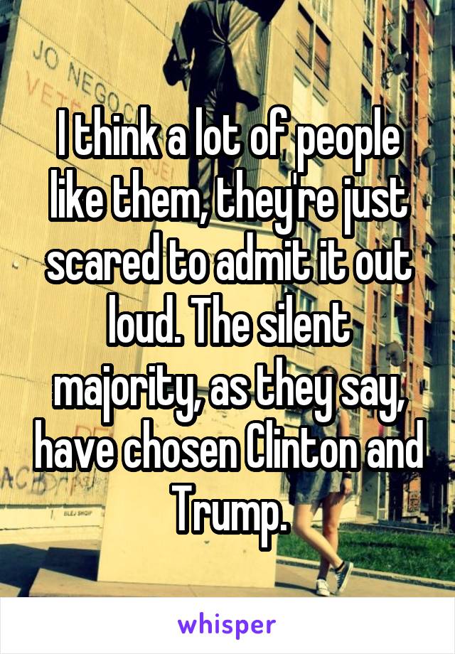 I think a lot of people like them, they're just scared to admit it out loud. The silent majority, as they say, have chosen Clinton and Trump.