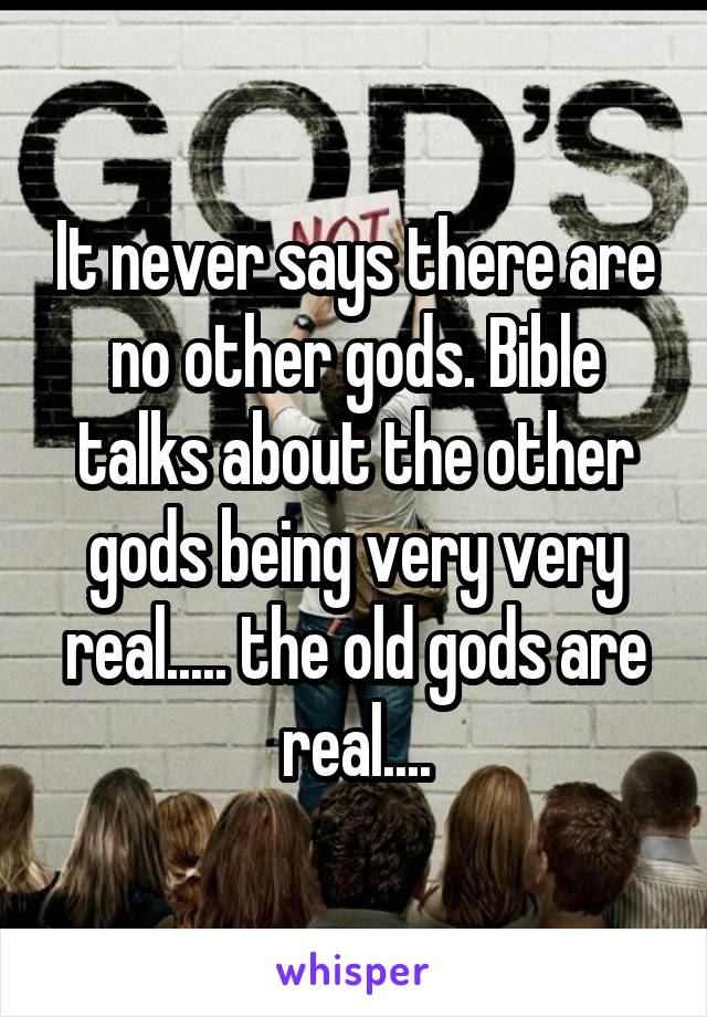 It never says there are no other gods. Bible talks about the other gods being very very real..... the old gods are real....