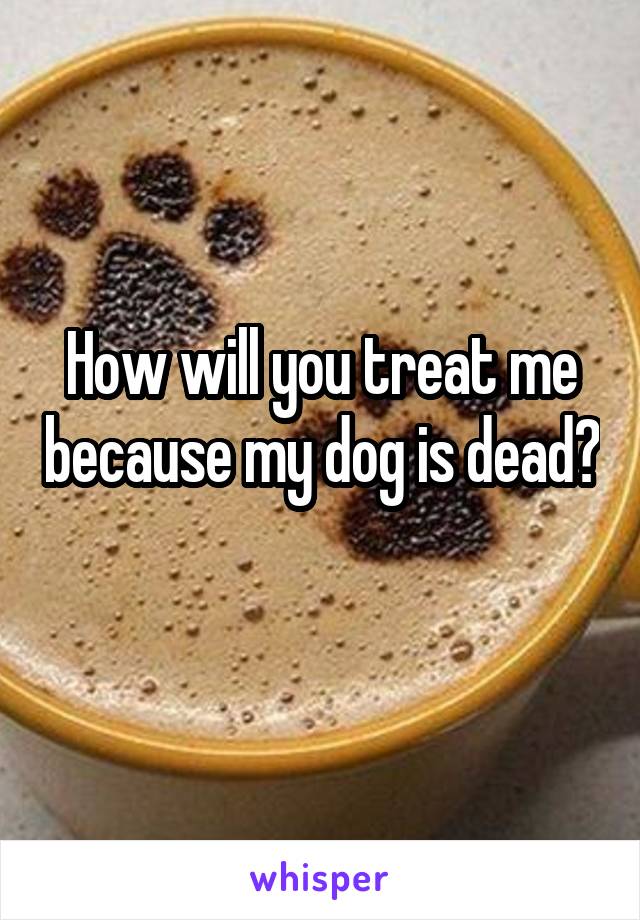 How will you treat me because my dog is dead?
