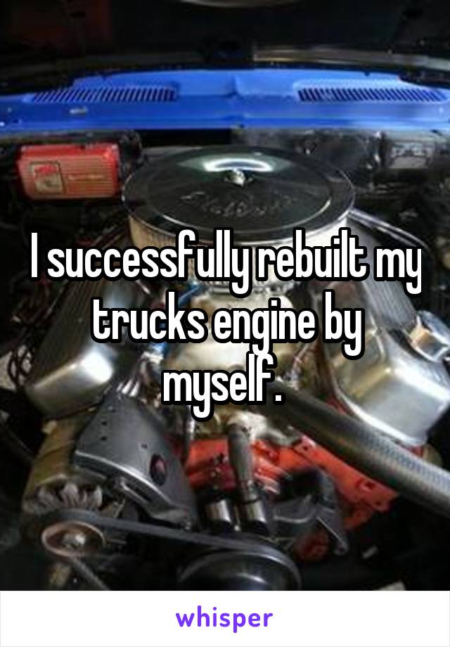 I successfully rebuilt my trucks engine by myself. 