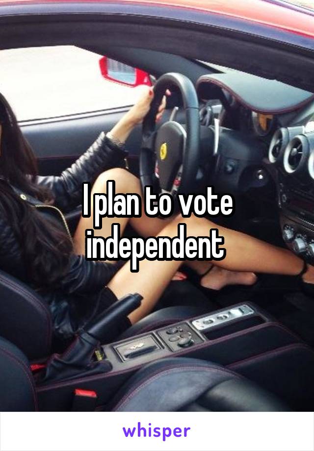 I plan to vote independent 