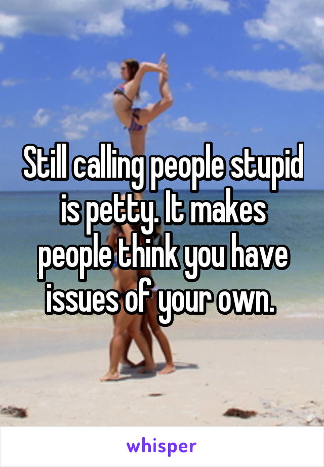 Still calling people stupid is petty. It makes people think you have issues of your own. 