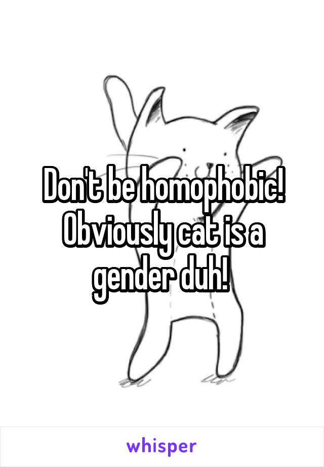 Don't be homophobic! Obviously cat is a gender duh! 