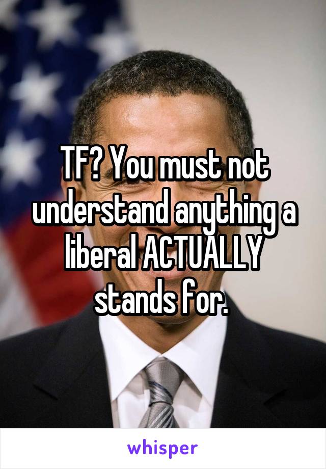 TF? You must not understand anything a liberal ACTUALLY stands for. 