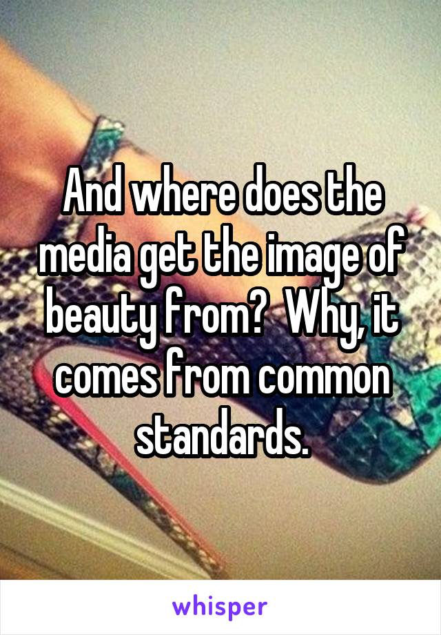 And where does the media get the image of beauty from?  Why, it comes from common standards.