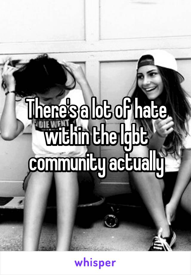 There's a lot of hate within the lgbt community actually