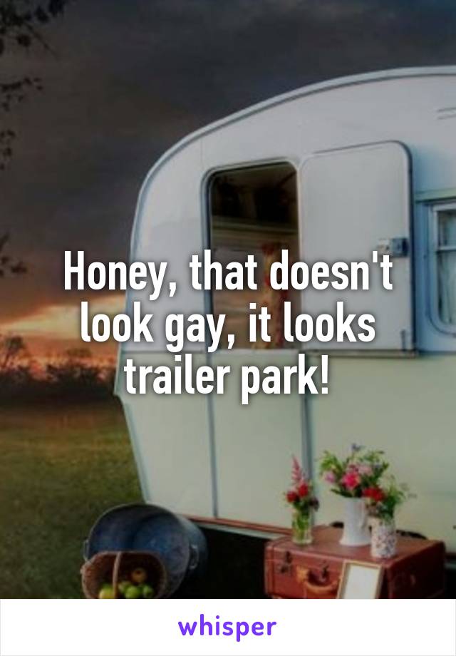 Honey, that doesn't look gay, it looks trailer park!